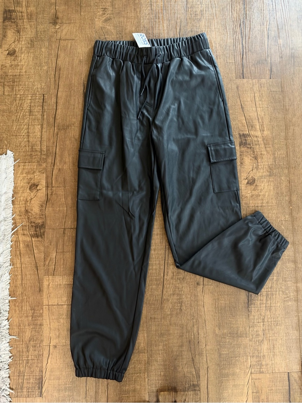 Junior’s Black Faux-Leather Cargo Shorts